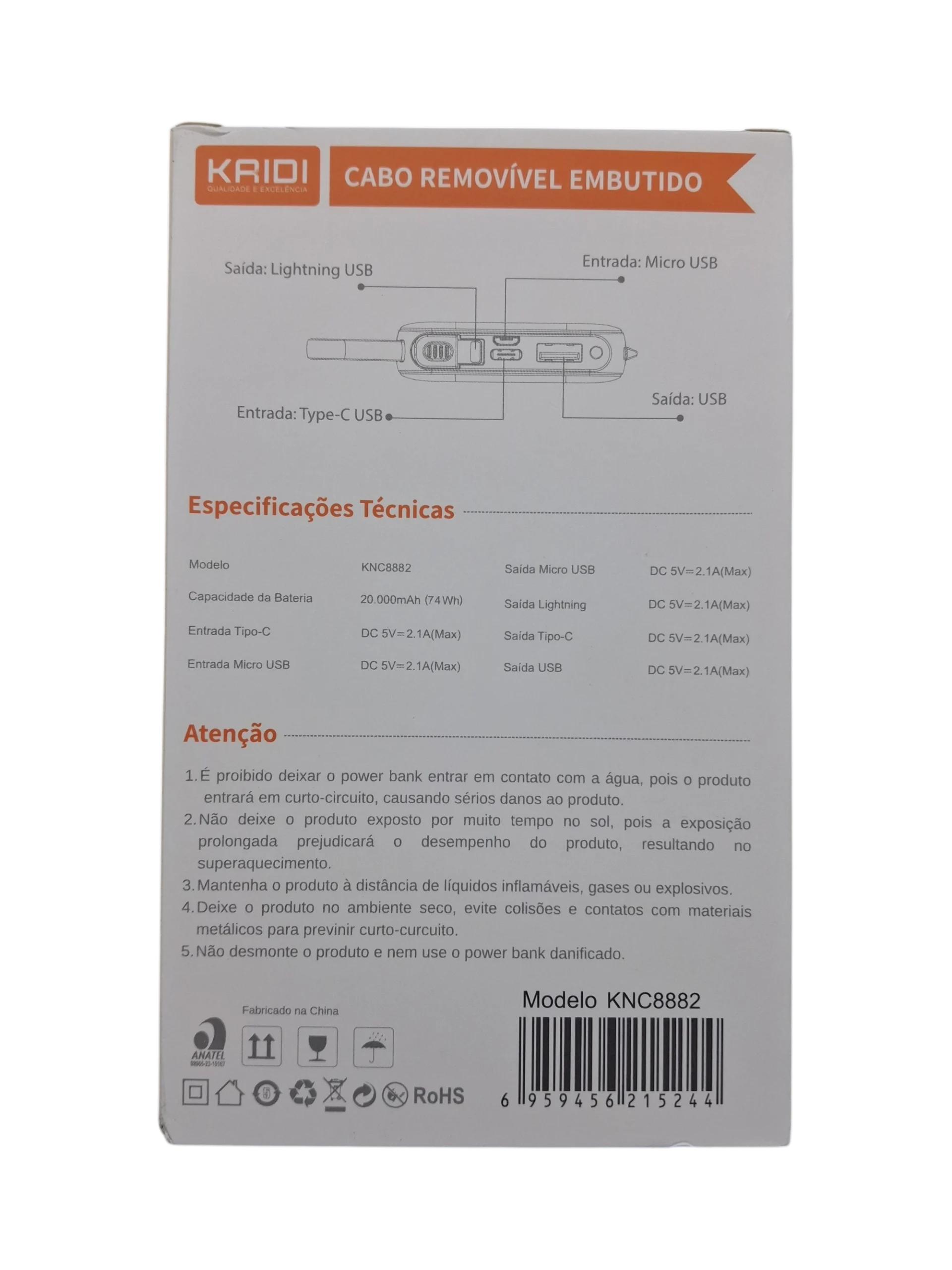Power Bank Kaidi KNC8882 20.000mAh - Imagem 2