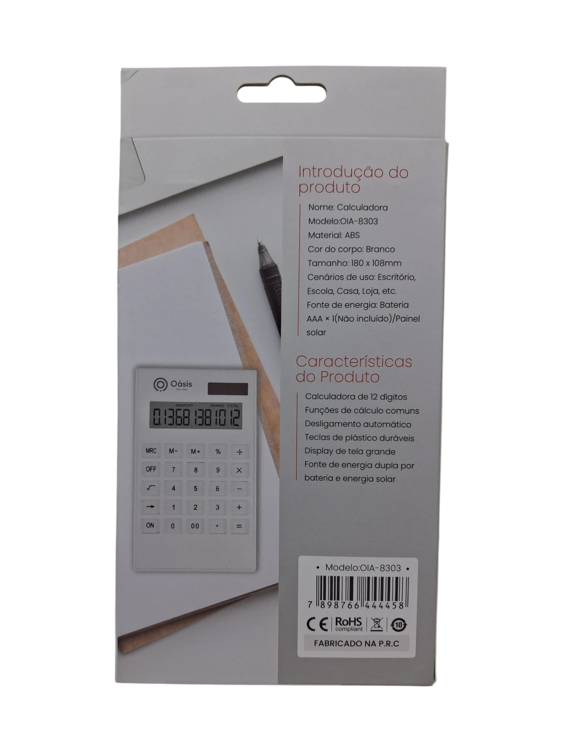 Calculadora Eletrônica Oásis Market OIA8303 – Compacta, Solar e Multifuncional - Imagem 3